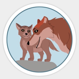 Father and Wolf Pup Sticker